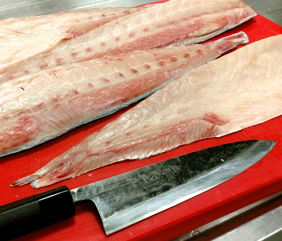 Hamachi, filleted with the oroshi deba